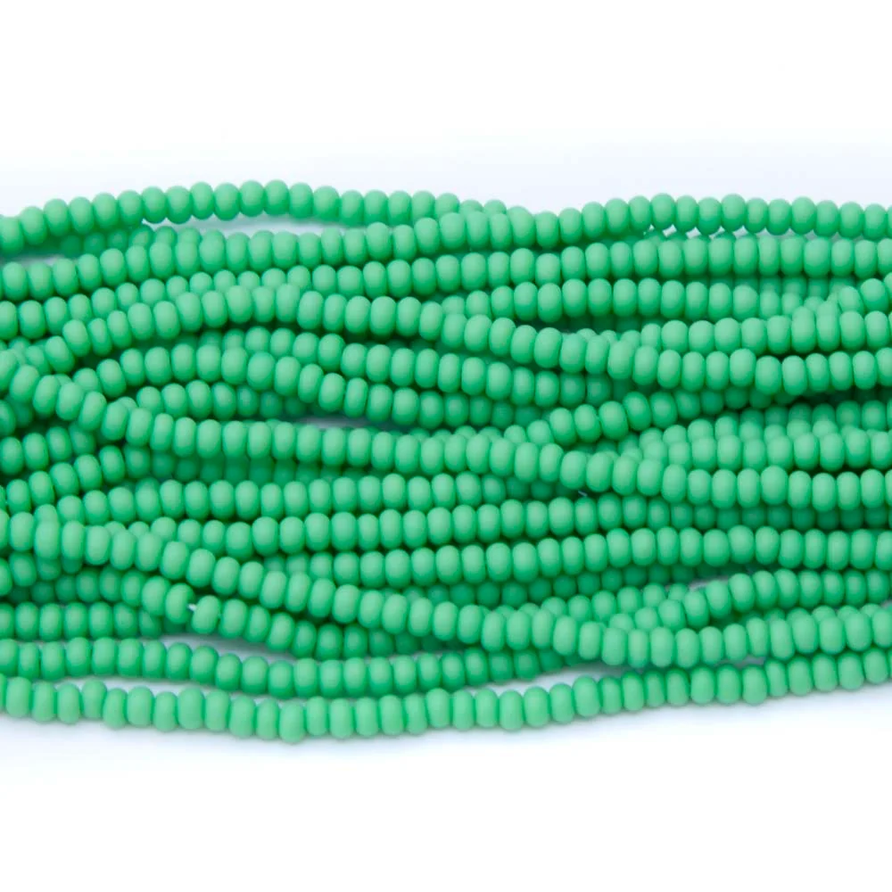 10SB182-MR: CZ Seed Bead Opaque LT Green Matte 10/0 1 Hank