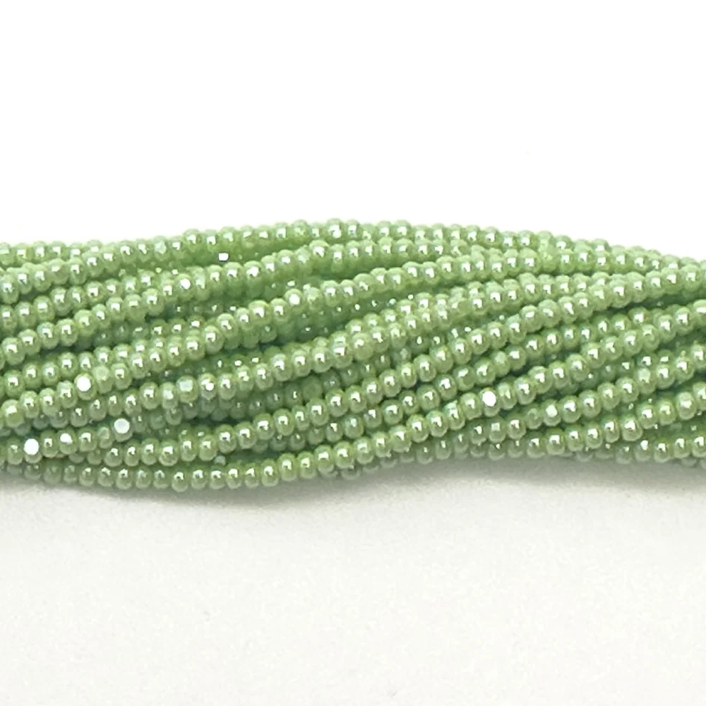 11SB381-CR: CZ Seed Bead True Cut Sfinx Lime Green 11/0 1 Hank