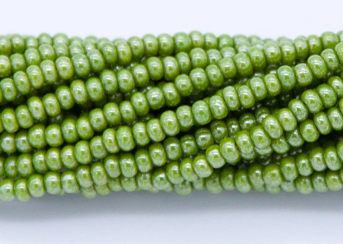11SB383-OL: CZ Seed Bead Op High Luster Olive Green 11/0 6HK