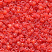 12SV236-8U: Vintage Venetian Seed Bead Transparent Red Orange #8 Unfinished Square Hole 12/0 - 500 Grams - Image 2