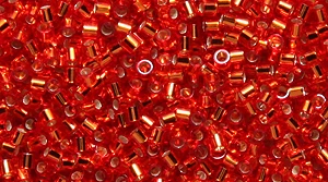 15SD443: DBS0043 Delica Silver Lined Orange Red 15/0 - 50GM