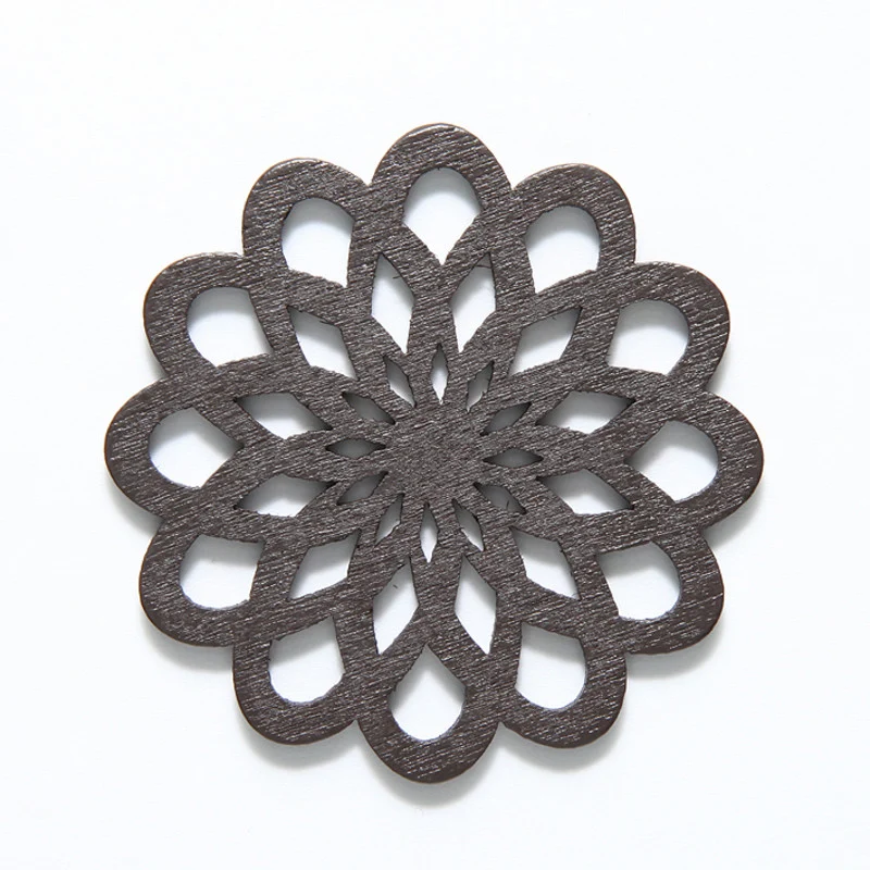 48WC810-58R: Cut Wood Flower 48mm DK Finish-3PC