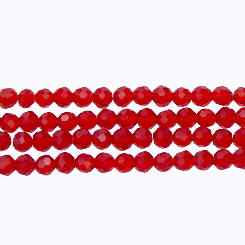 4CG243: 4mm Red Glass Faceted Round