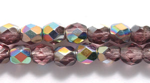 4FC598-VR: Cz Faceted Round Amethyst Vitrail 4mm-100PC