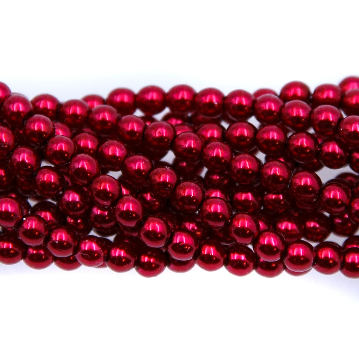 4GP646R: CZ Round Pearl DK Red 4mm-100PC