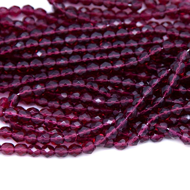6FC293-D: CZ Faceted Dark Cranberry 6mm 300 Pieces