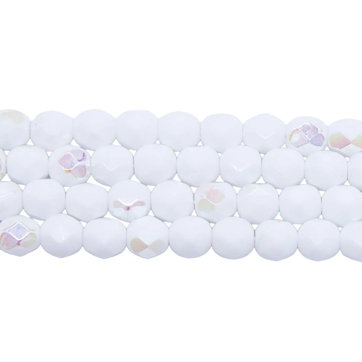 6FC511: CZ FACET RD Opaque White AB 6mm-300PC