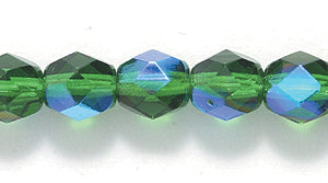 6FC584-DR: CZ FACET RD Christmas Green AB 8mm-50PC