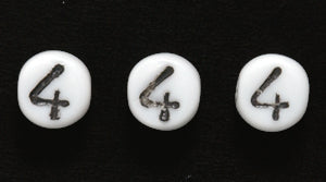 6LB-4: CZ Number Beads 4 White/black 6mm 300PC