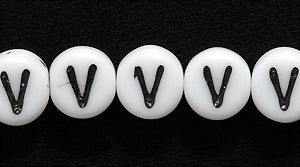 6LB-V: CZ Alphabet V White/black 6mm 300PC