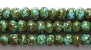 6SB162-52: CZ Seed Bead Turquoise Blue With Travertine 6/0 36STR