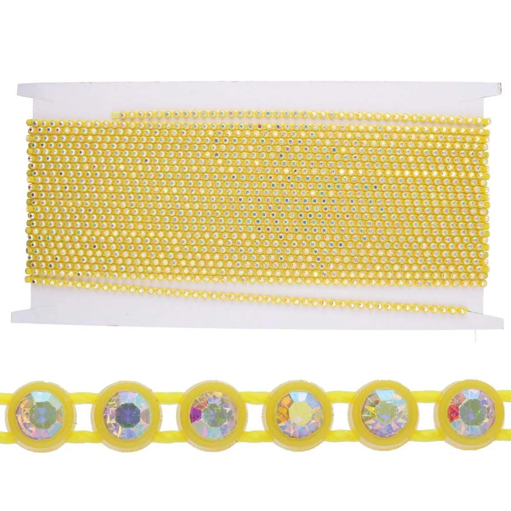 72RH512-YL: PL Rhinestone Banding ss6 Cry AB Yellow - 10MTR
