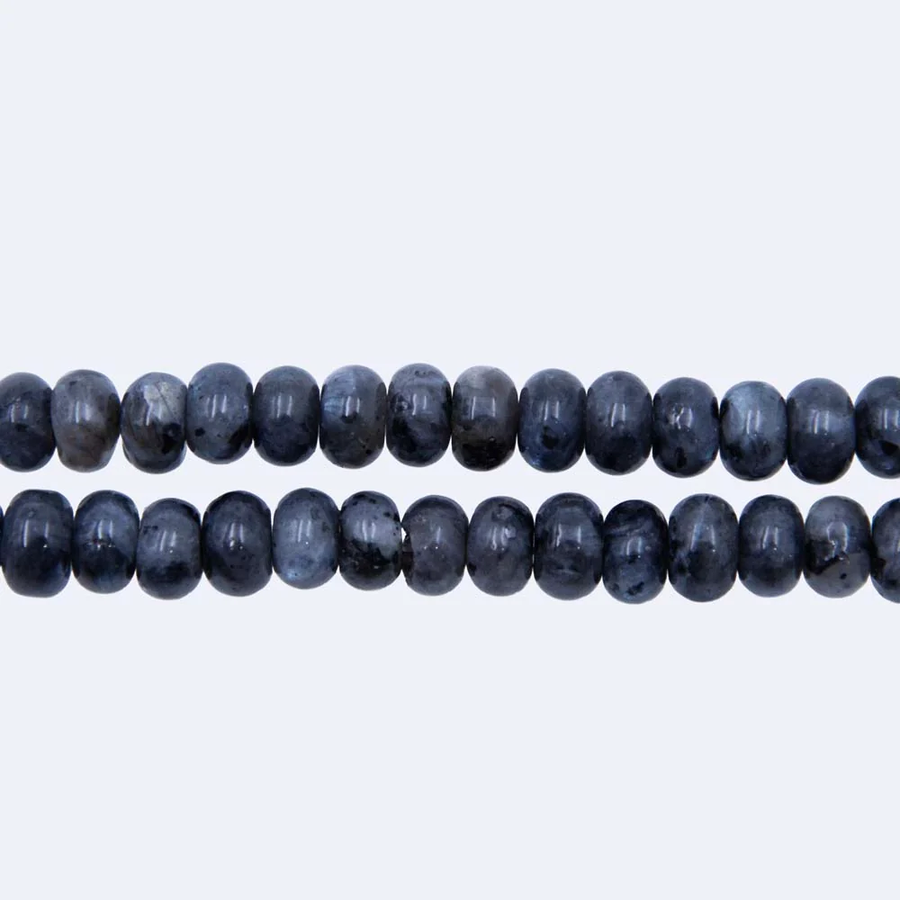 72ST456: 6mm Black Labradorite Rondelle Beads Dark 15.5"