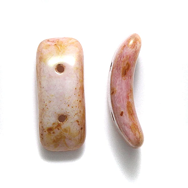 73HM214-53: CZ Bow Two Hole Pink Psso Off White 3.5x15mm 120PC