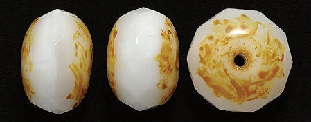 80FR210-54R: CZ Faceted Rondelle White Opal Stone 14mm Loose-6PC