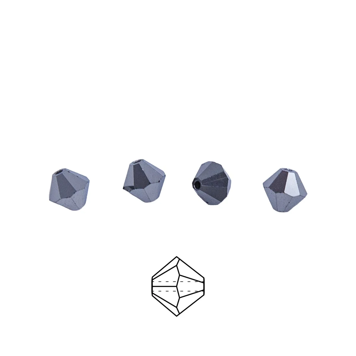 86CC309-F: Preciosa Crystal Dia Jet Hematite 6x6mm-72PC