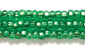 8SB484: CZ Seed Bead Silver Lined Spring Green 8/0 3HK