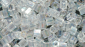 8SD512-HC: Seed Bead Crystal Aurora Borealis Finish Hex Cut 8/0 8c-250 - - 250 Gram Bags