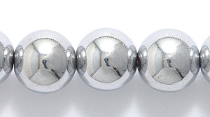 8ST812: Magnetic Hematite Round 8mm Silver 16" Strand