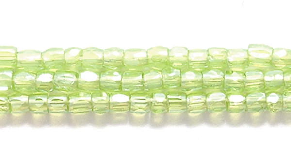 9SC381-P: CZ Seed Bead 3-cut Pale Green Luster 9/0 5HK