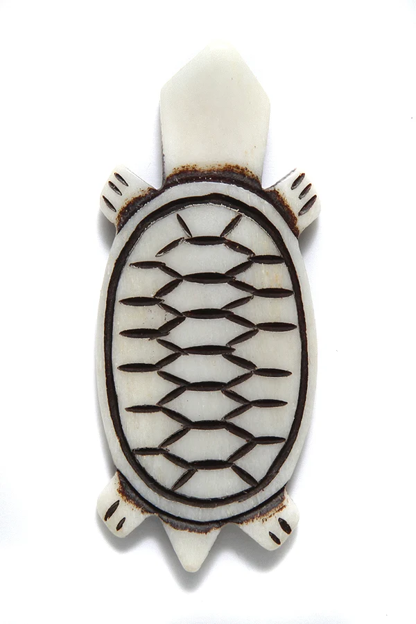 BN375-40: Bone Pendant Turtle 28x68mm Average 1 Piece