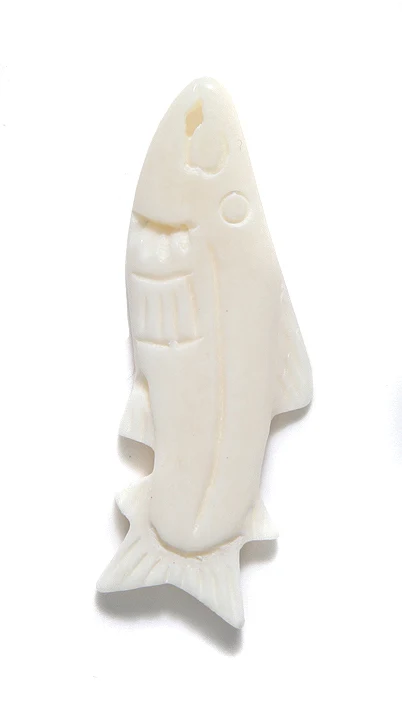 BN375-49: Bone Carved Fish/Salmon 18x47mm - 2PPK