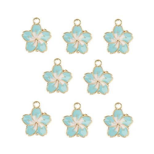 DZ0467-007: Zinc Charm 13x16mm Blue Flower 8PPK - Image 2