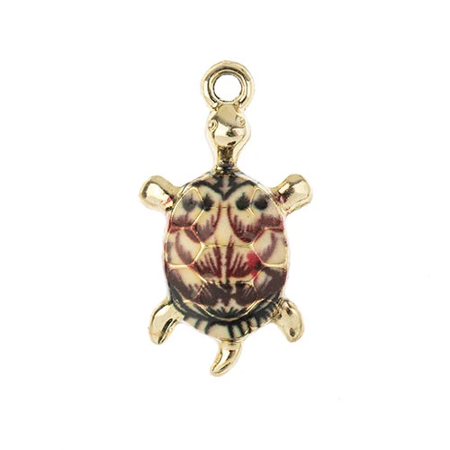 DZ0467-023: Zinc Charm 24x14mm Turtle Brown 5PPK