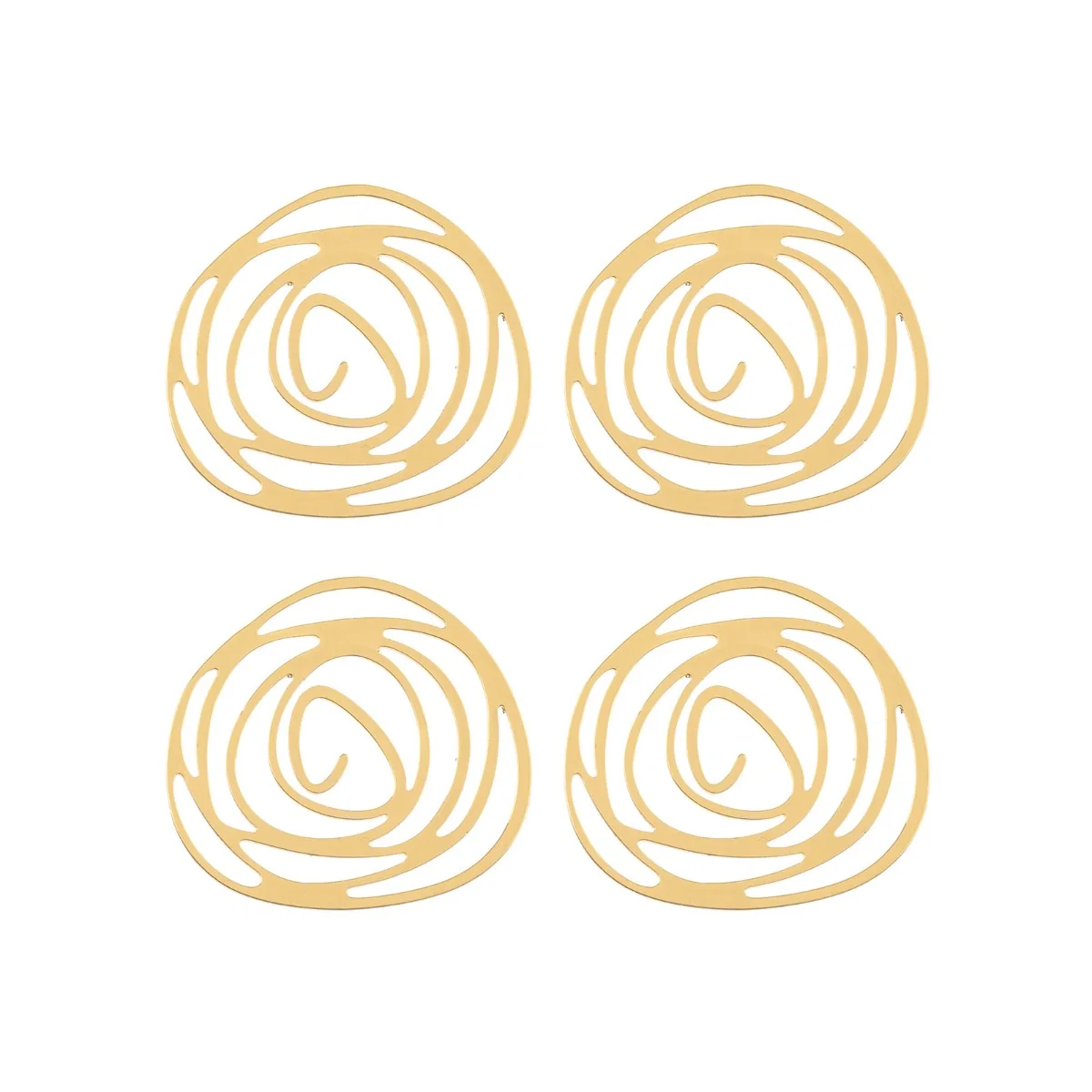 DZ1405-46: Beadwork Findings Gold Pendant Rose 32x30mm 4PPK