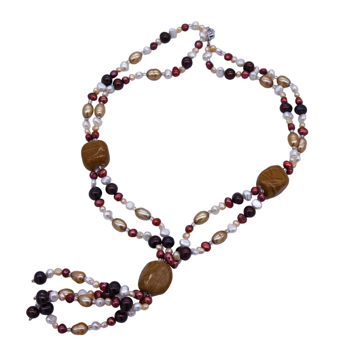 FPN1995-08: Iron & Orchre 18" Multi Strand Necklace W/ Clasp