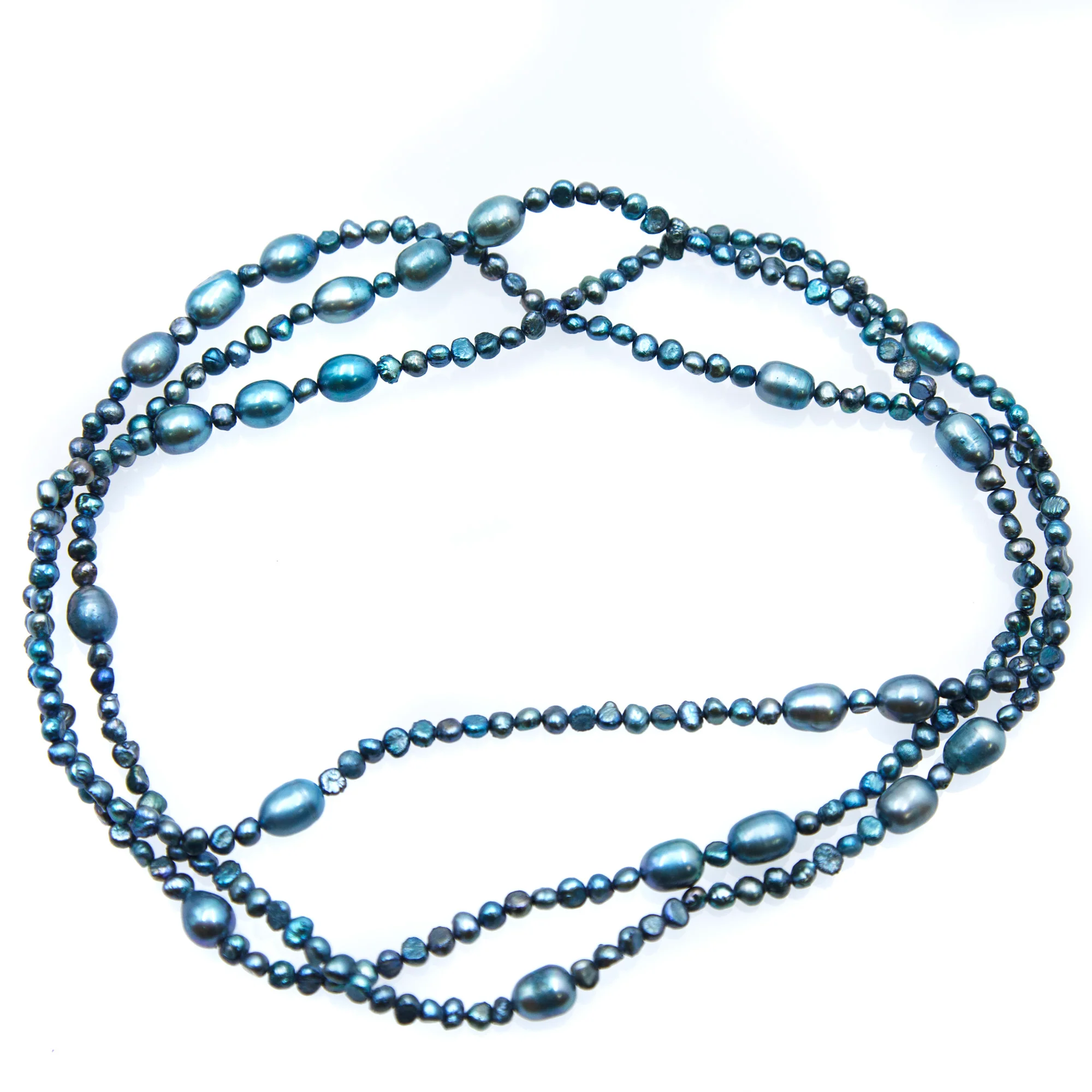 FPN3995-10: Pearl Rope Necklace Emerald/Blue-Green 60"