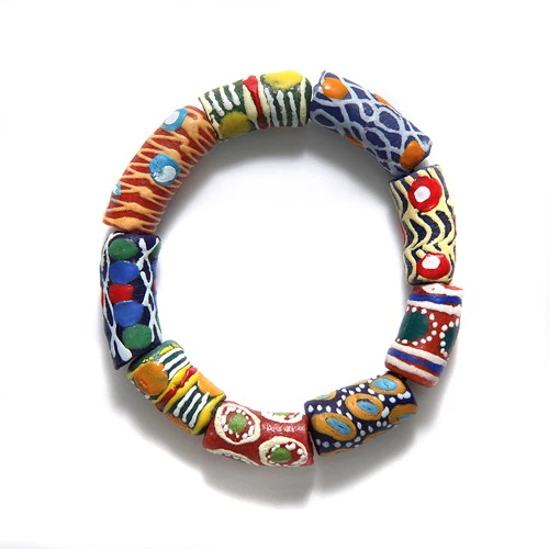 GA1000-6: Krobo Powder Glass Bracelet Multi - 1 Each