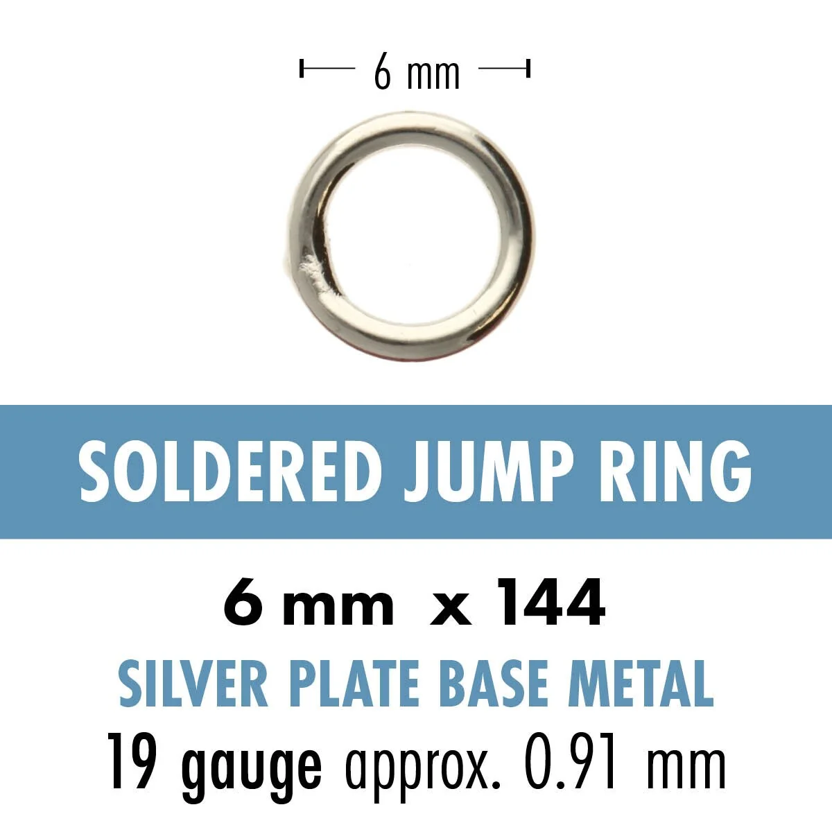 JRS06SP: Soldered Jump Ring 6mm SPL 19GA 144PC - Image 3