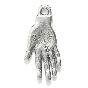 PW5674-S: Charm Palm Reading Hand Silver 11x23mm - 1PC