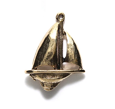 PW9072-AG: Charm Sailboat Ant Gold 19x25mm - 1PC