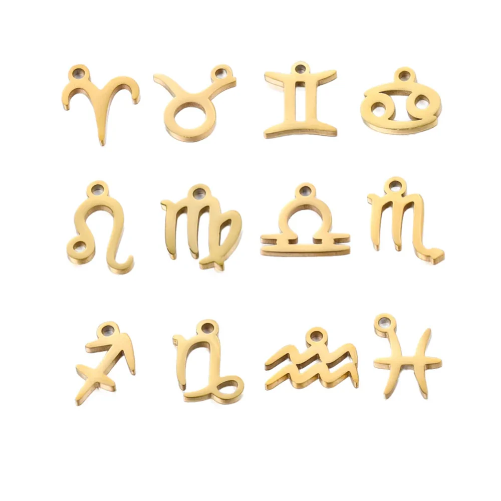 SNC10-SNG11: Stainless Steel Zodiac Charm - Aquarius -  Gold - 9.5mm - 2PPK - Image 2
